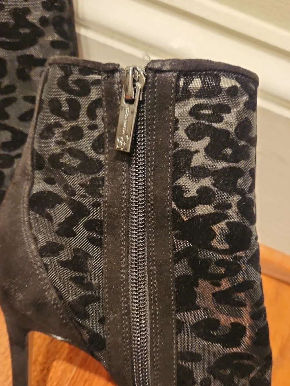 Jessica Simpson Black Leopard Mesh Ankle Booties